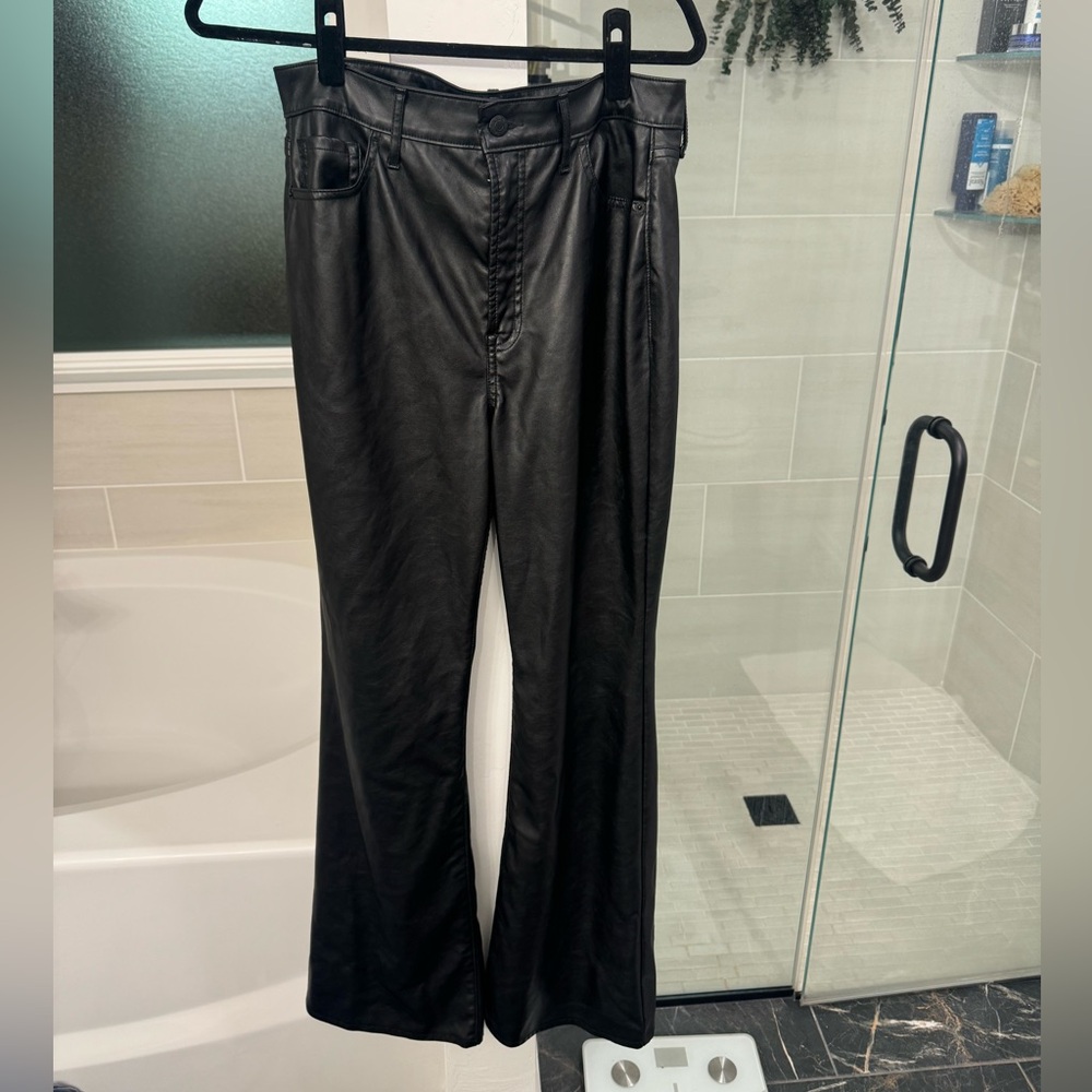 Faux black leather pants